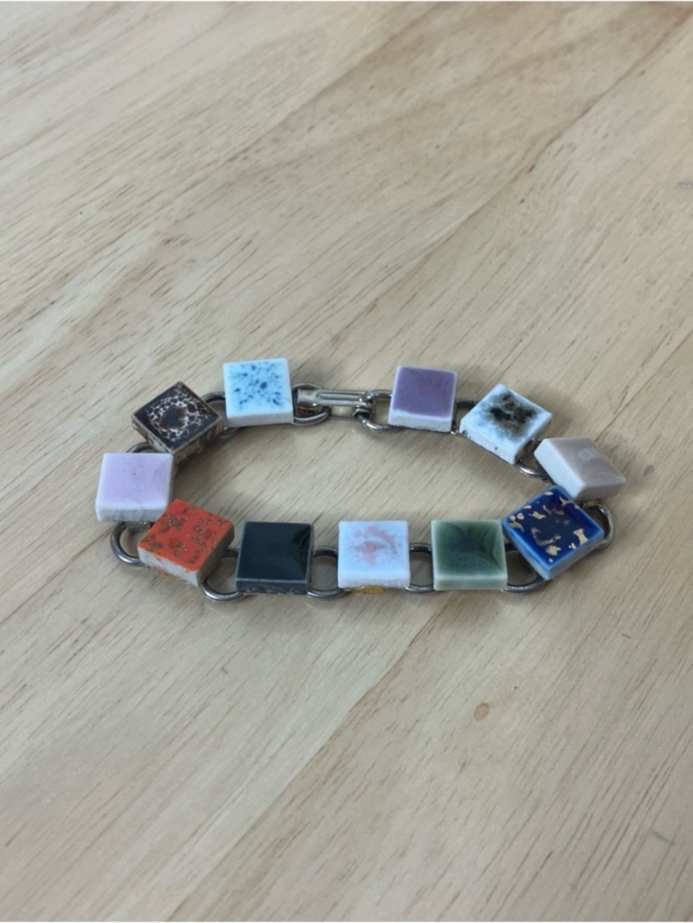 Colorful boho artistic tile chain bracelet
